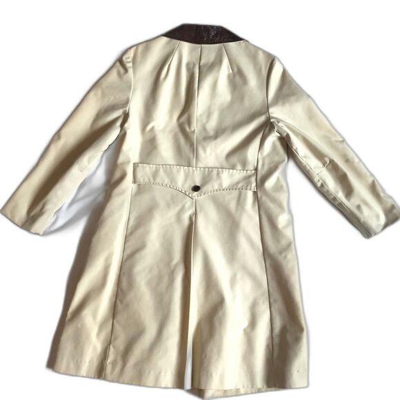 Vintage Herman Kay Cream Block Button Long Utility Trench Coat Lined O-Kay S/M - Picture 12 of 12